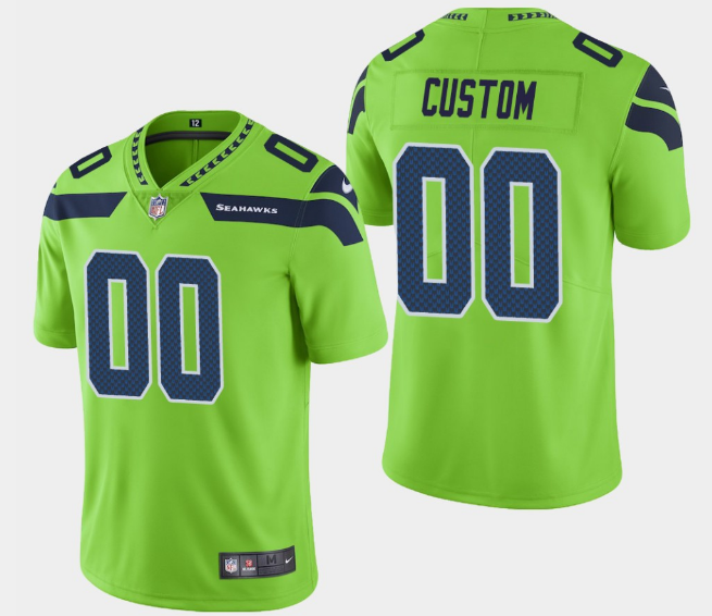 Men's Seattle Seahawks Customized Green Vapor Untouchable Limited Stitched NFL Jersey